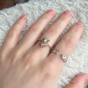 Vintage 14K Gold Plated Cluster Ring